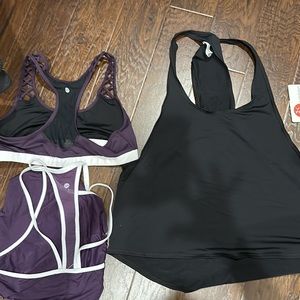 Vimmia twist tank BUNDLE. Purple tank and sports bra L with black Twist tank L